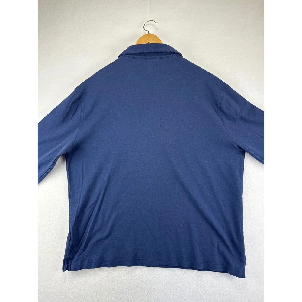 Banana Republic Long Sleeve Polo Shirt Mens XXL‎ Navy Blue Jersey Knit Cotton